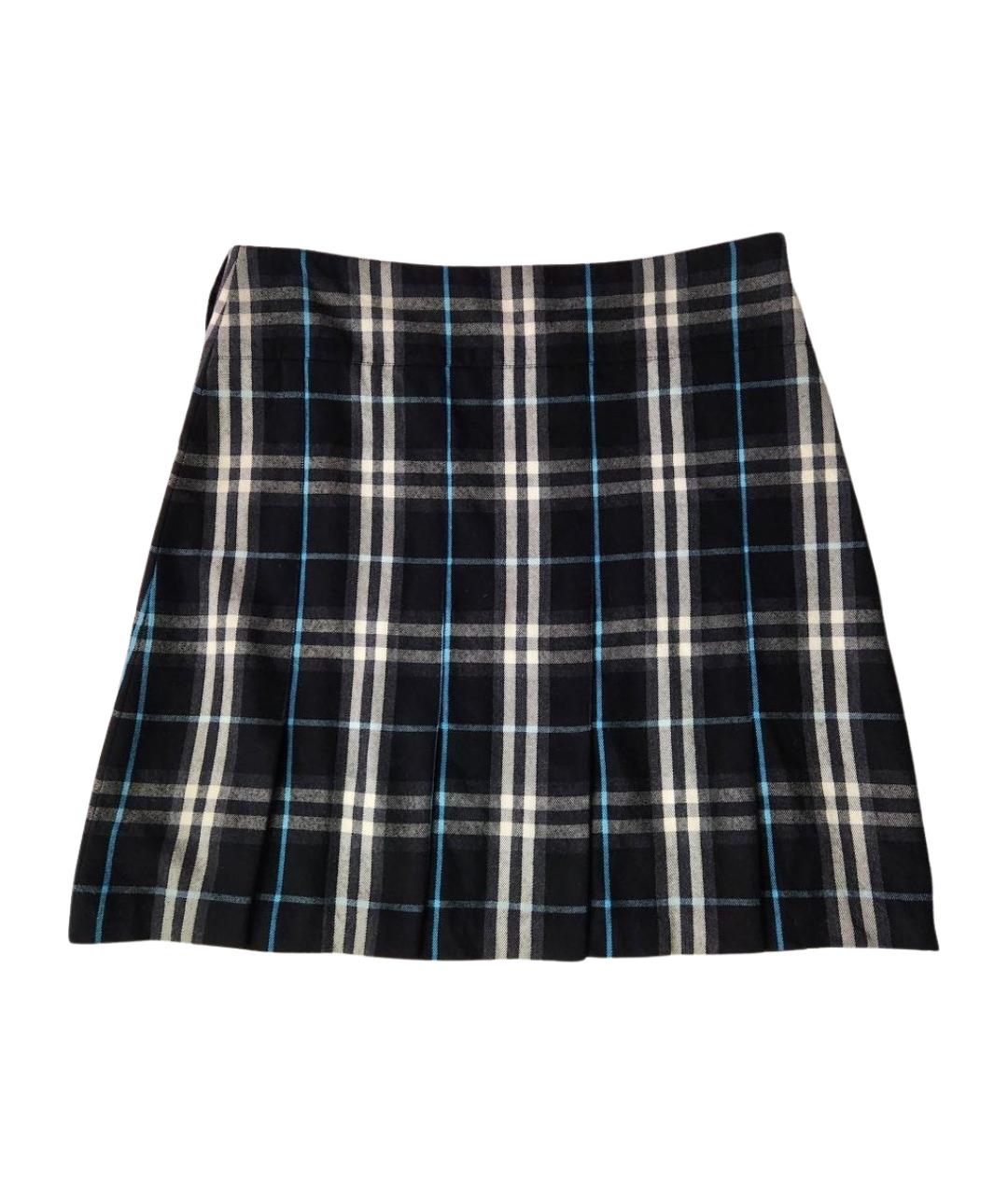 BURBERRY Черная шерстяная юбка мини, фото 1