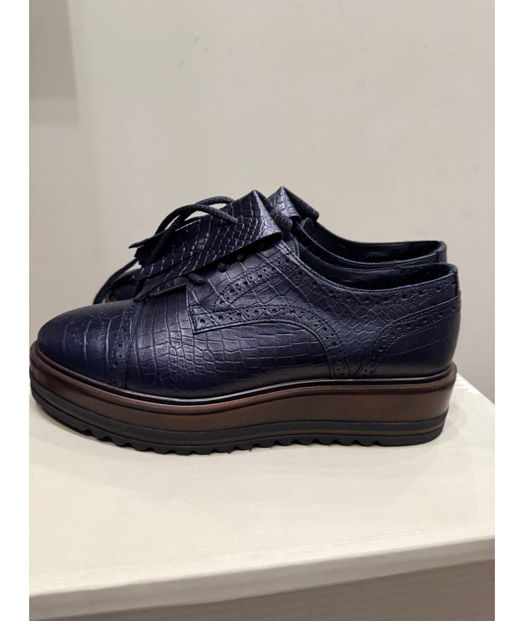 WEEKEND MAX MARA Темно-синие кожаные брогги и оксфорды, фото 5