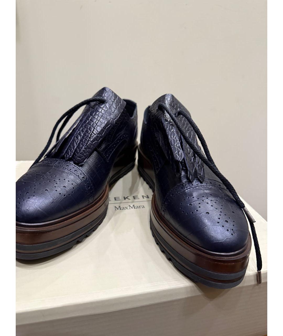 WEEKEND MAX MARA Темно-синие кожаные брогги и оксфорды, фото 2