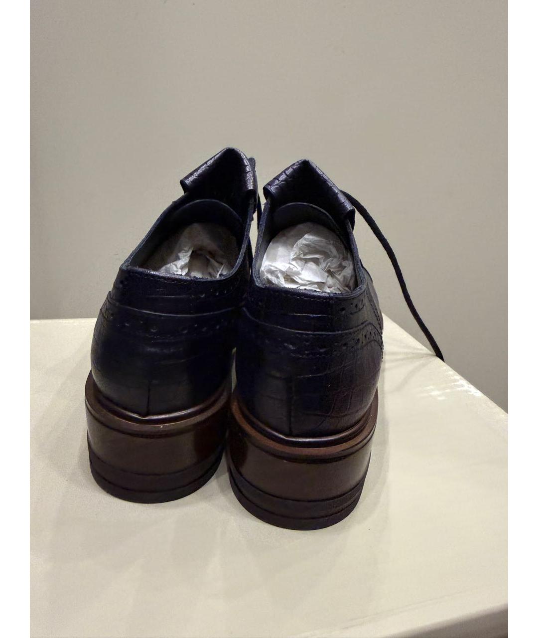 WEEKEND MAX MARA Темно-синие кожаные брогги и оксфорды, фото 3