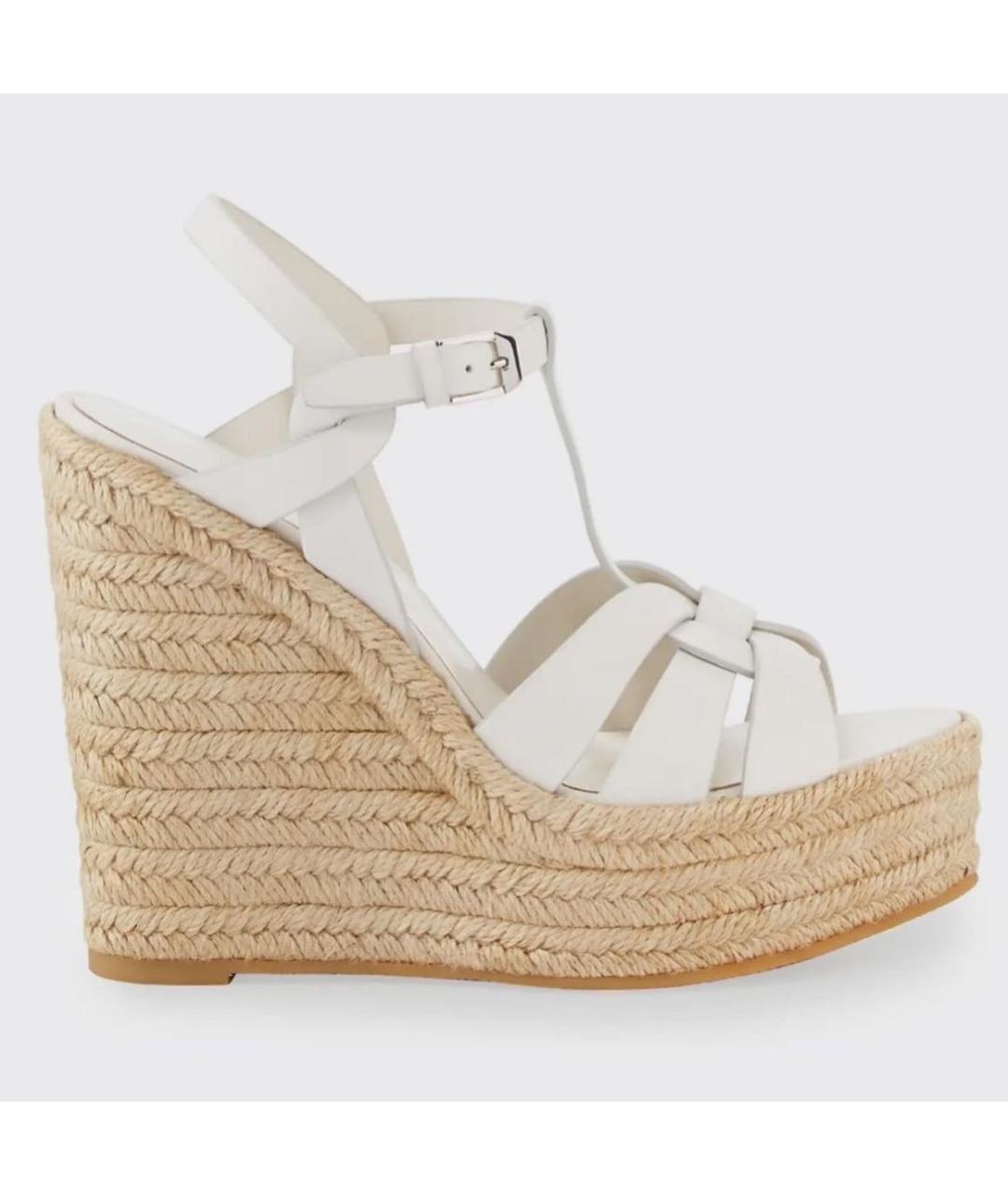 SAINT LAURENT Белые кожаные босоножки, фото 3