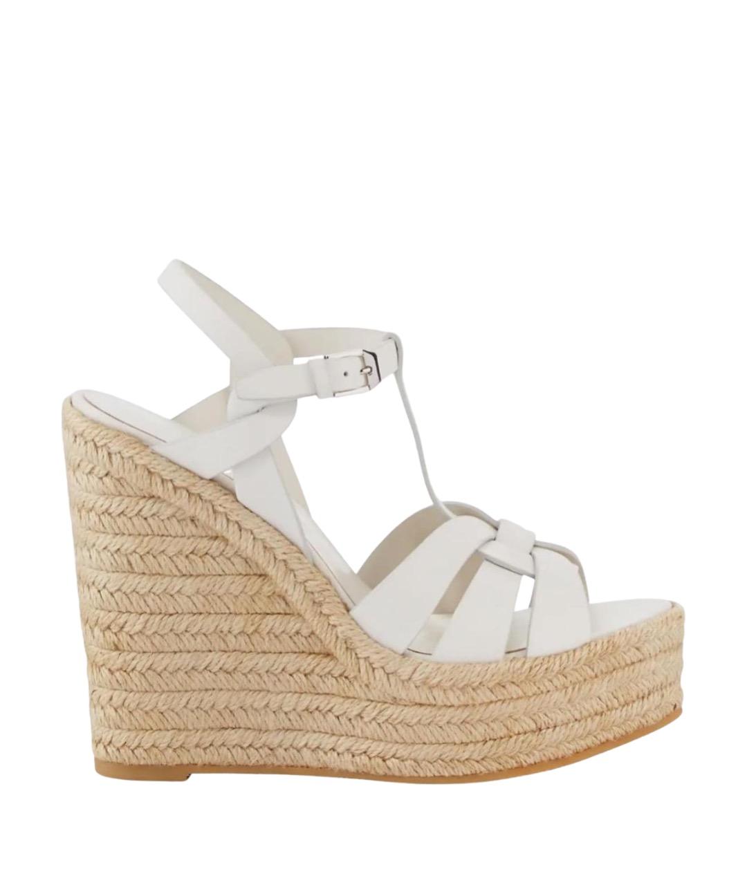 SAINT LAURENT Белые кожаные босоножки, фото 1