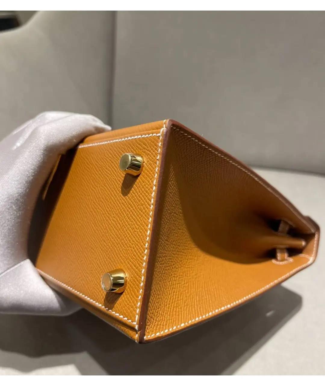 HERMES Коричневая кожаная сумка с короткими ручками, фото 4