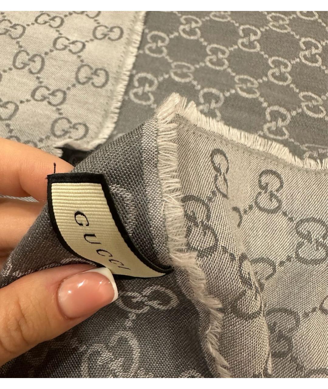 GUCCI Антрацитовый шарф, фото 4