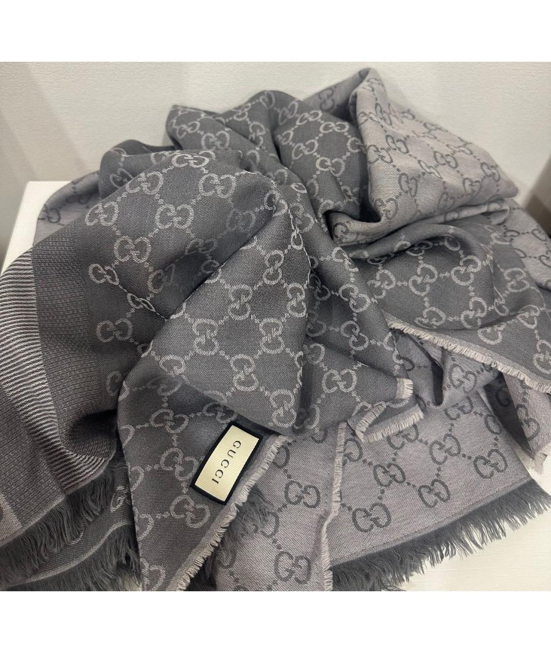 GUCCI Антрацитовый шарф, фото 3