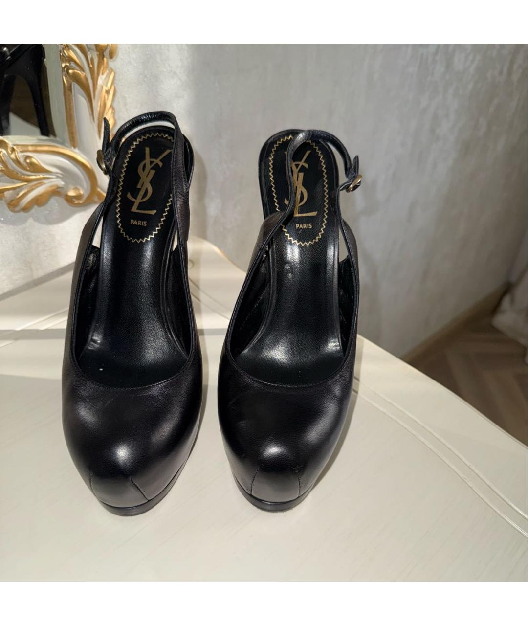 SAINT LAURENT Черные кожаные туфли, фото 2