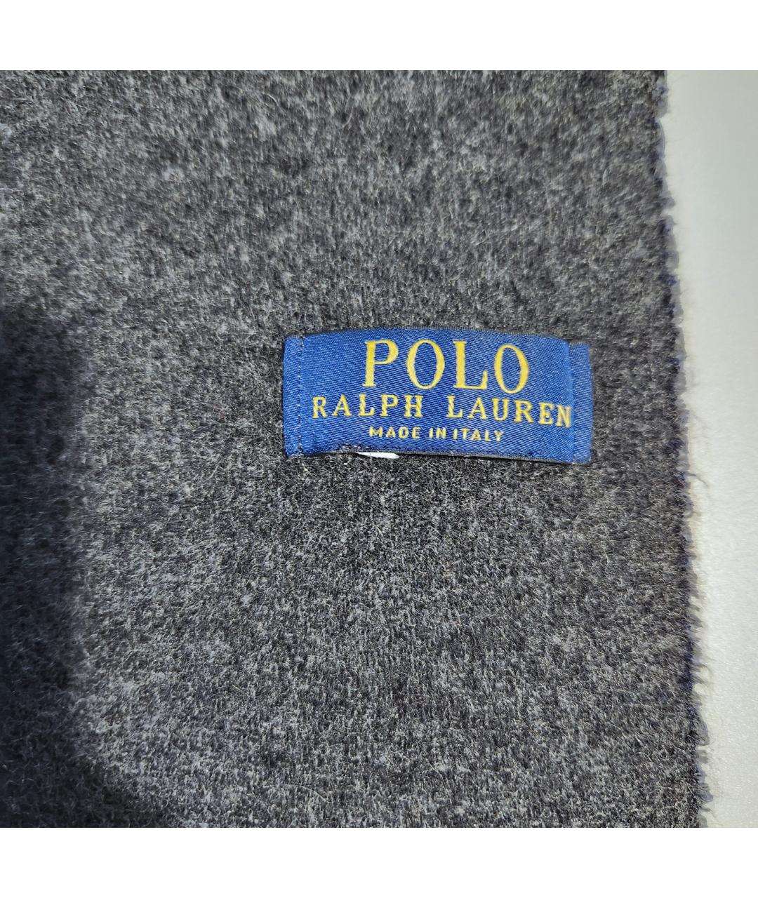 POLO RALPH LAUREN Серый шерстяной шарф, фото 2