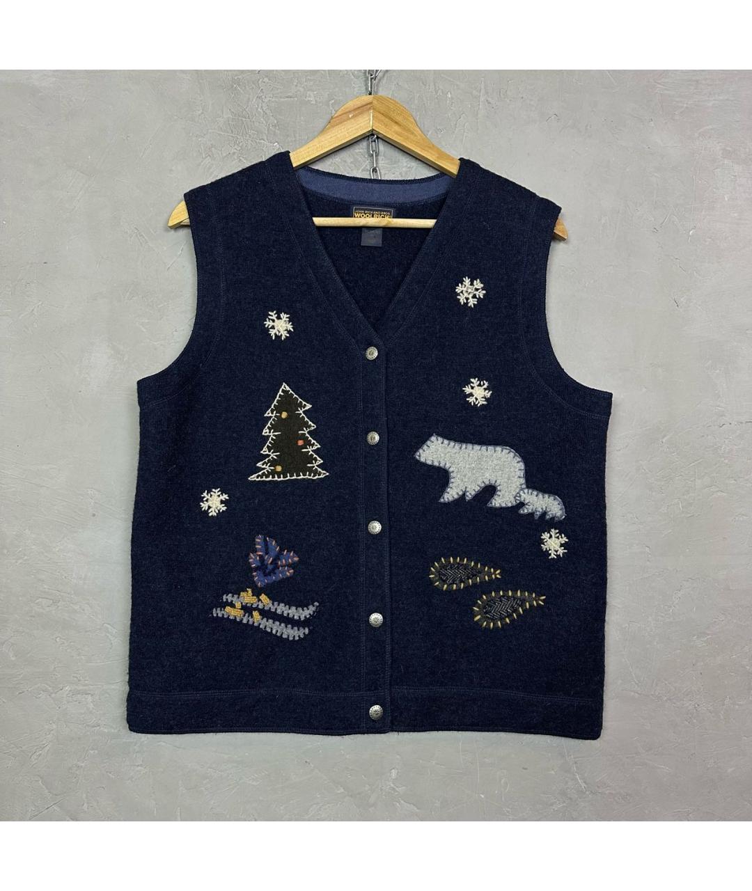 WOOLRICH Темно-синяя шерстяная жилетка, фото 8