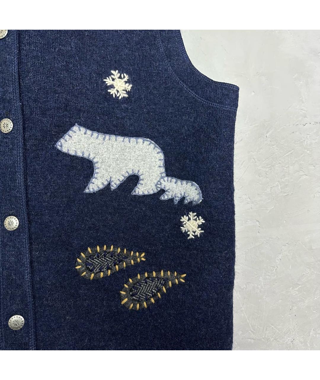 WOOLRICH Темно-синяя шерстяная жилетка, фото 5