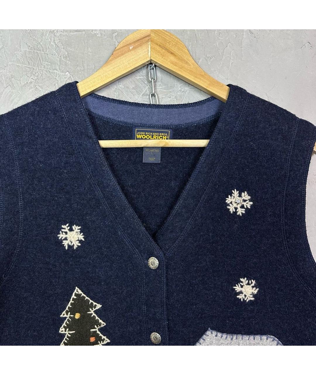 WOOLRICH Темно-синяя шерстяная жилетка, фото 3