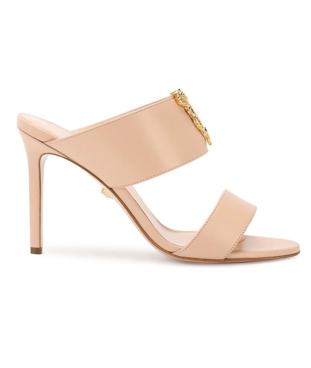 VERSACE Бежевые кожаные мюли, фото 1