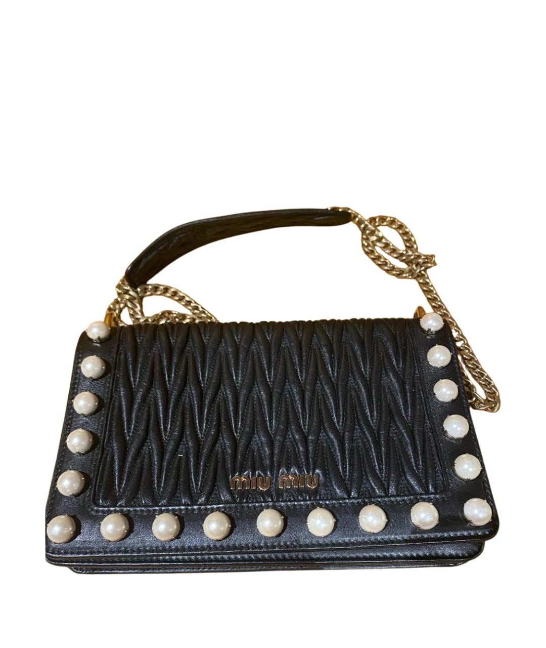 MIU MIU Черная кожаная сумка через плечо, фото 1