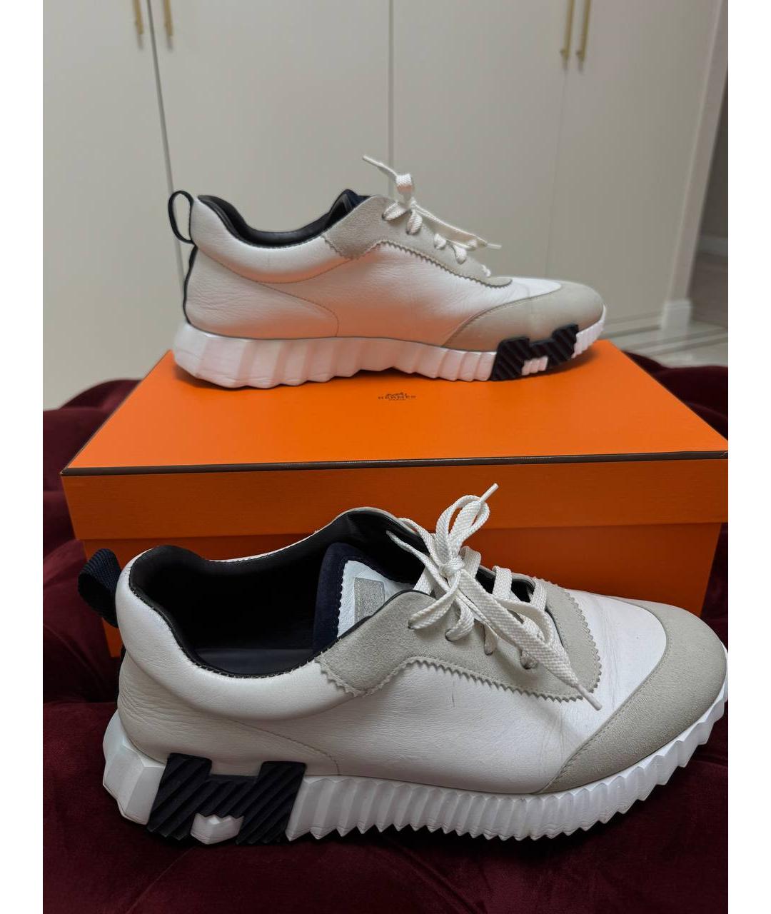 HERMES Белые кожаные низкие кроссовки / кеды, фото 3