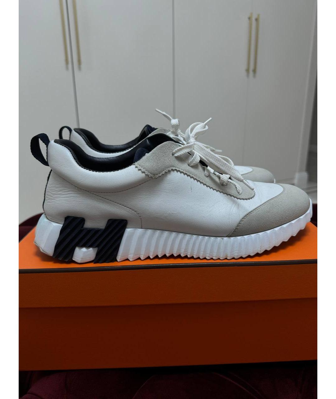 HERMES Белые кожаные низкие кроссовки / кеды, фото 4