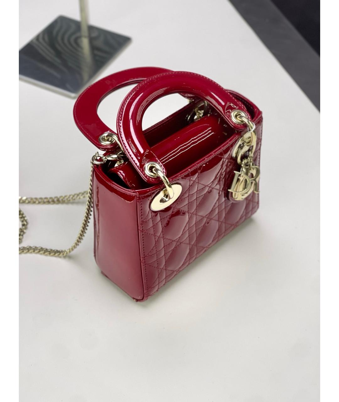 CHRISTIAN DIOR Красная сумка тоут из лакированной кожи, фото 4