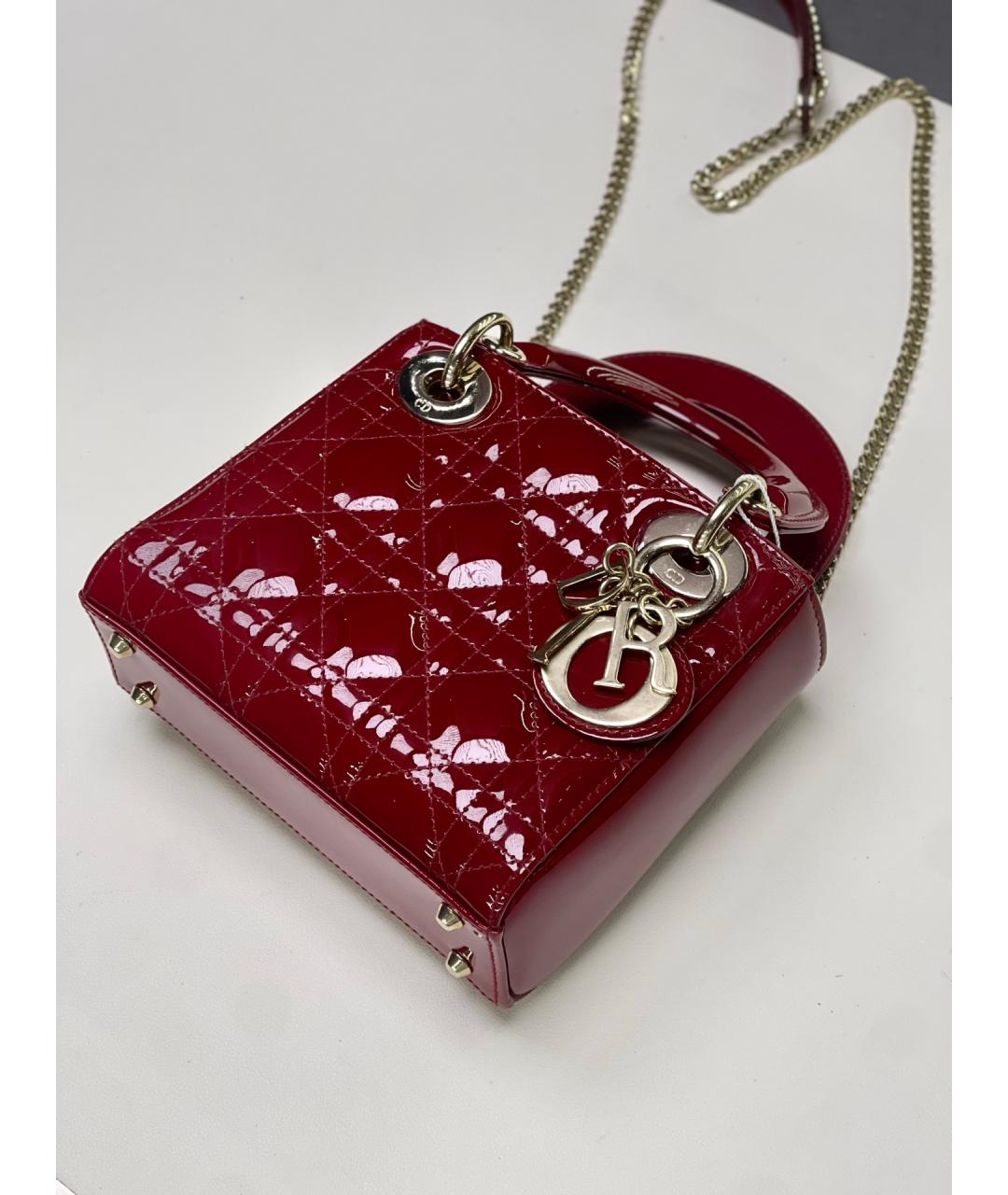 CHRISTIAN DIOR Красная сумка тоут из лакированной кожи, фото 5