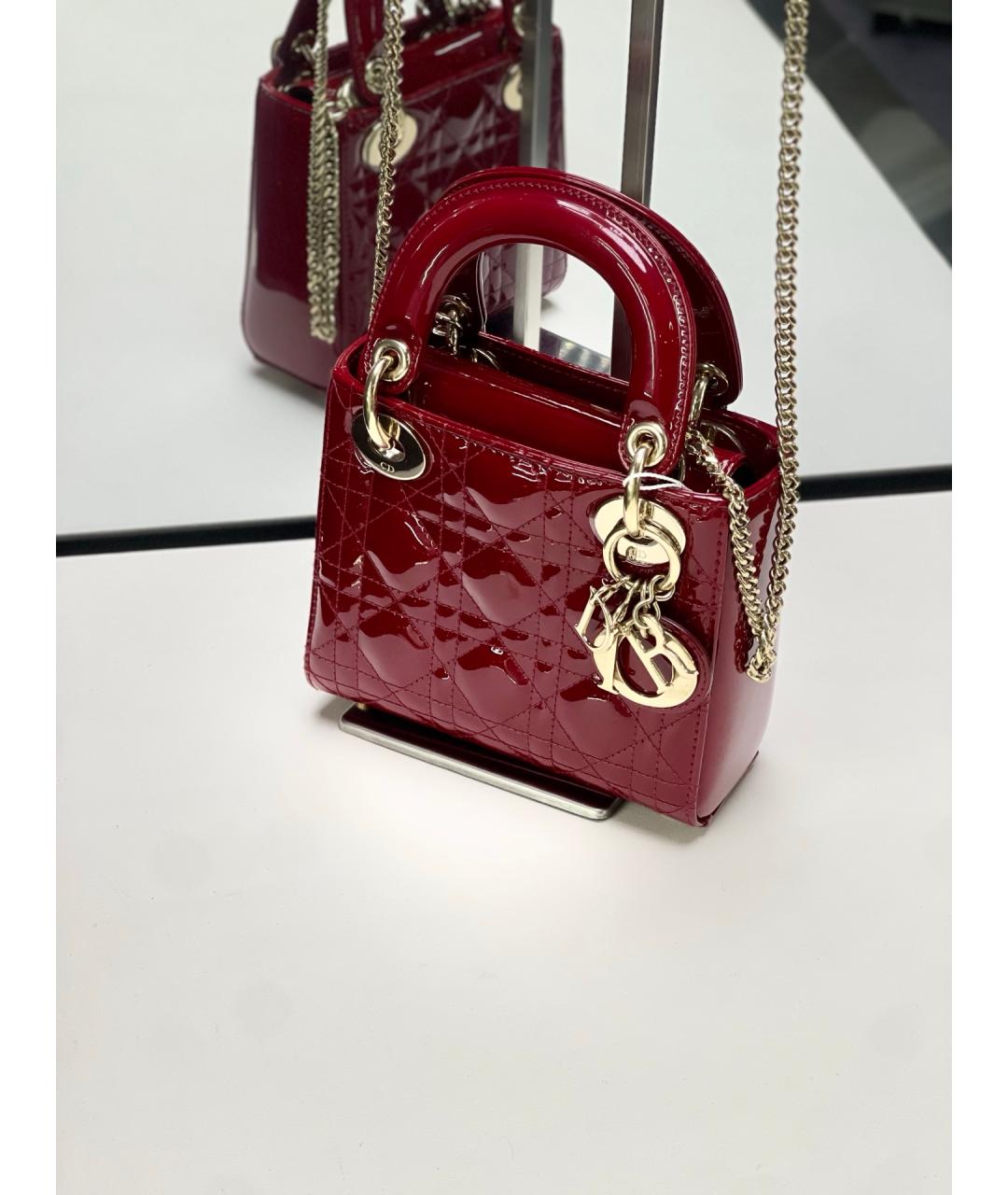 CHRISTIAN DIOR Красная сумка тоут из лакированной кожи, фото 7