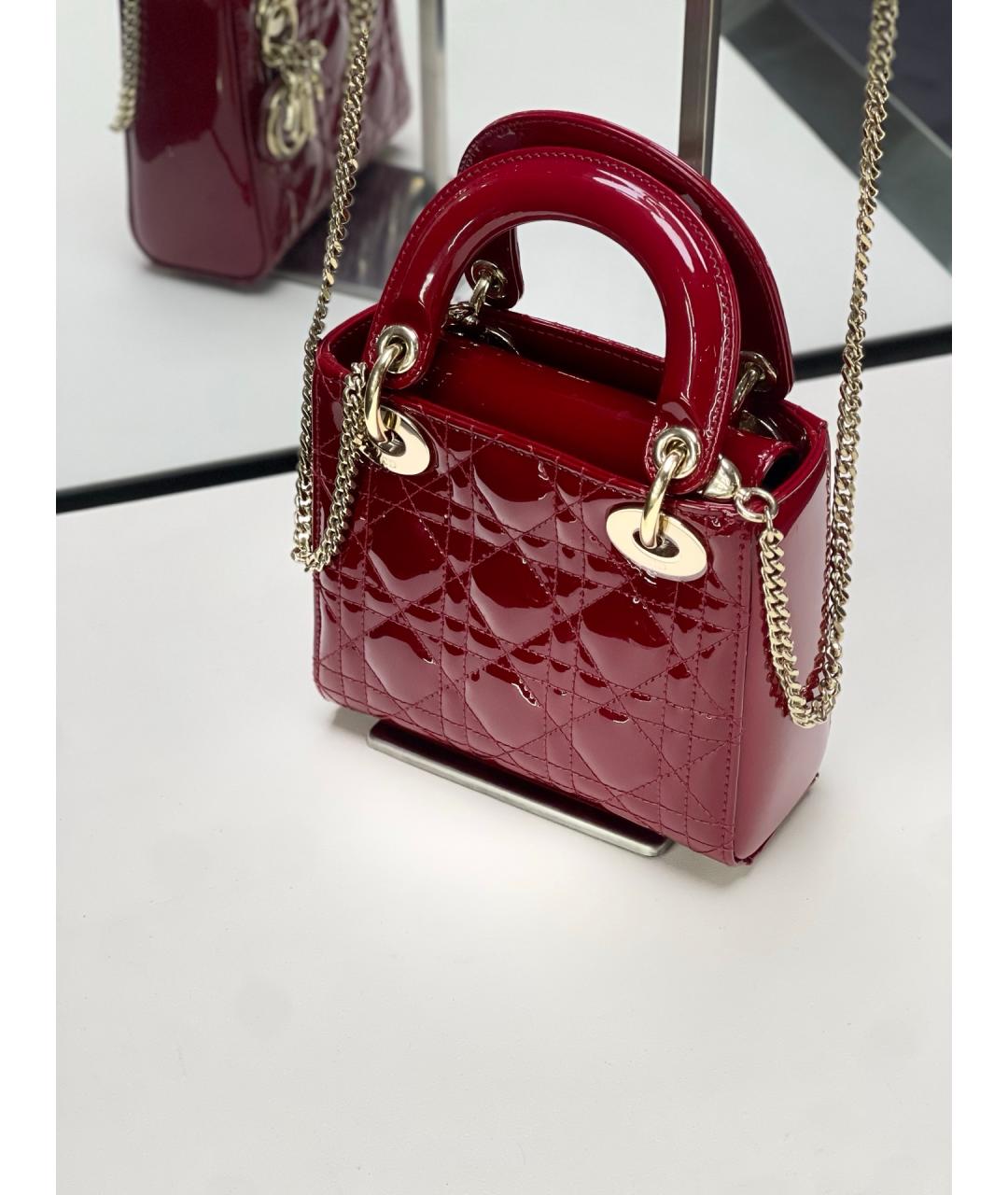 CHRISTIAN DIOR Красная сумка тоут из лакированной кожи, фото 3