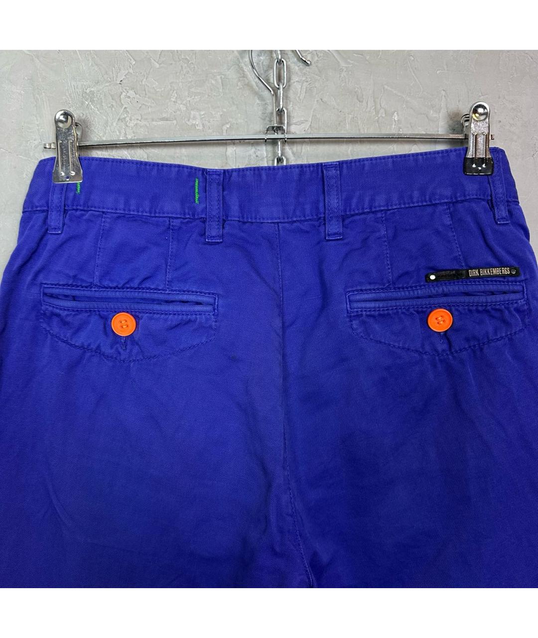 BIKKEMBERGS Синие льняные брюки чинос, фото 3