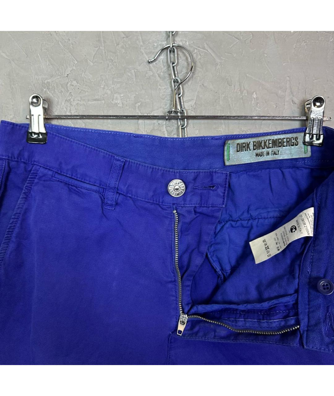 BIKKEMBERGS Синие льняные брюки чинос, фото 6