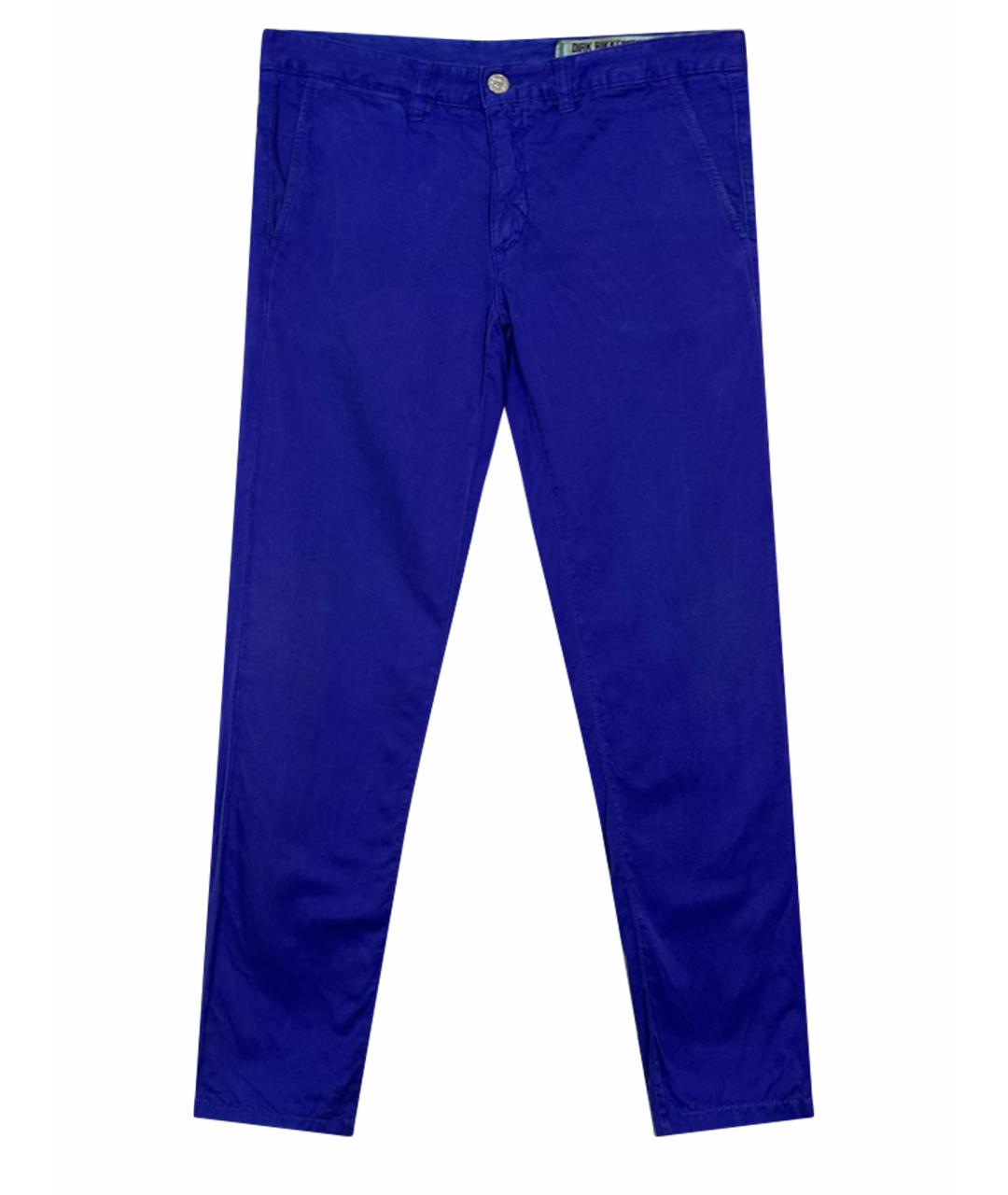 BIKKEMBERGS Синие льняные брюки чинос, фото 1