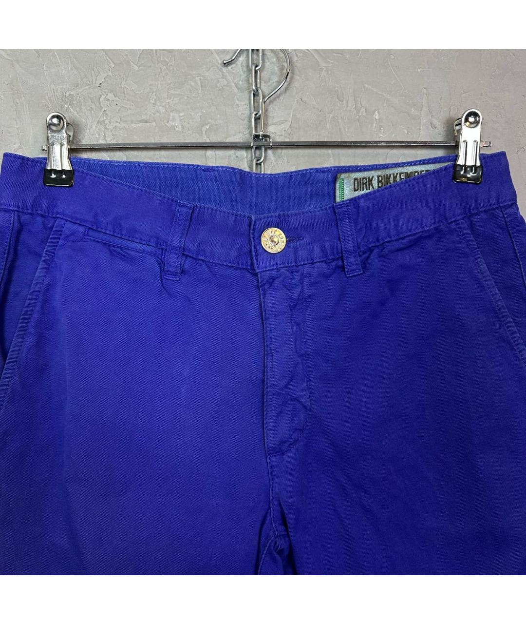 BIKKEMBERGS Синие льняные брюки чинос, фото 5