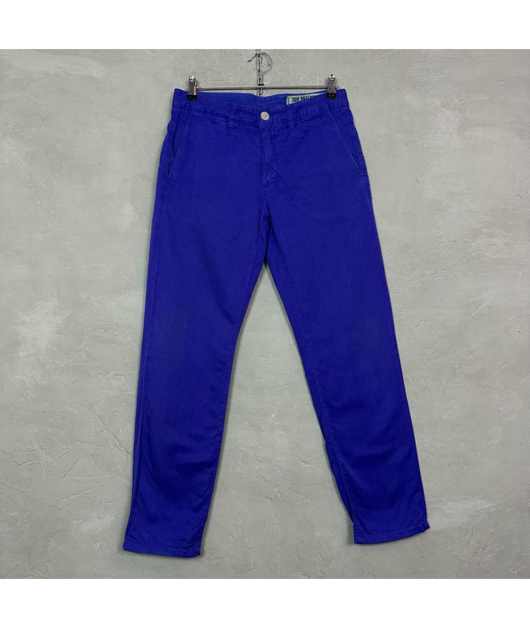 BIKKEMBERGS Синие льняные брюки чинос, фото 9