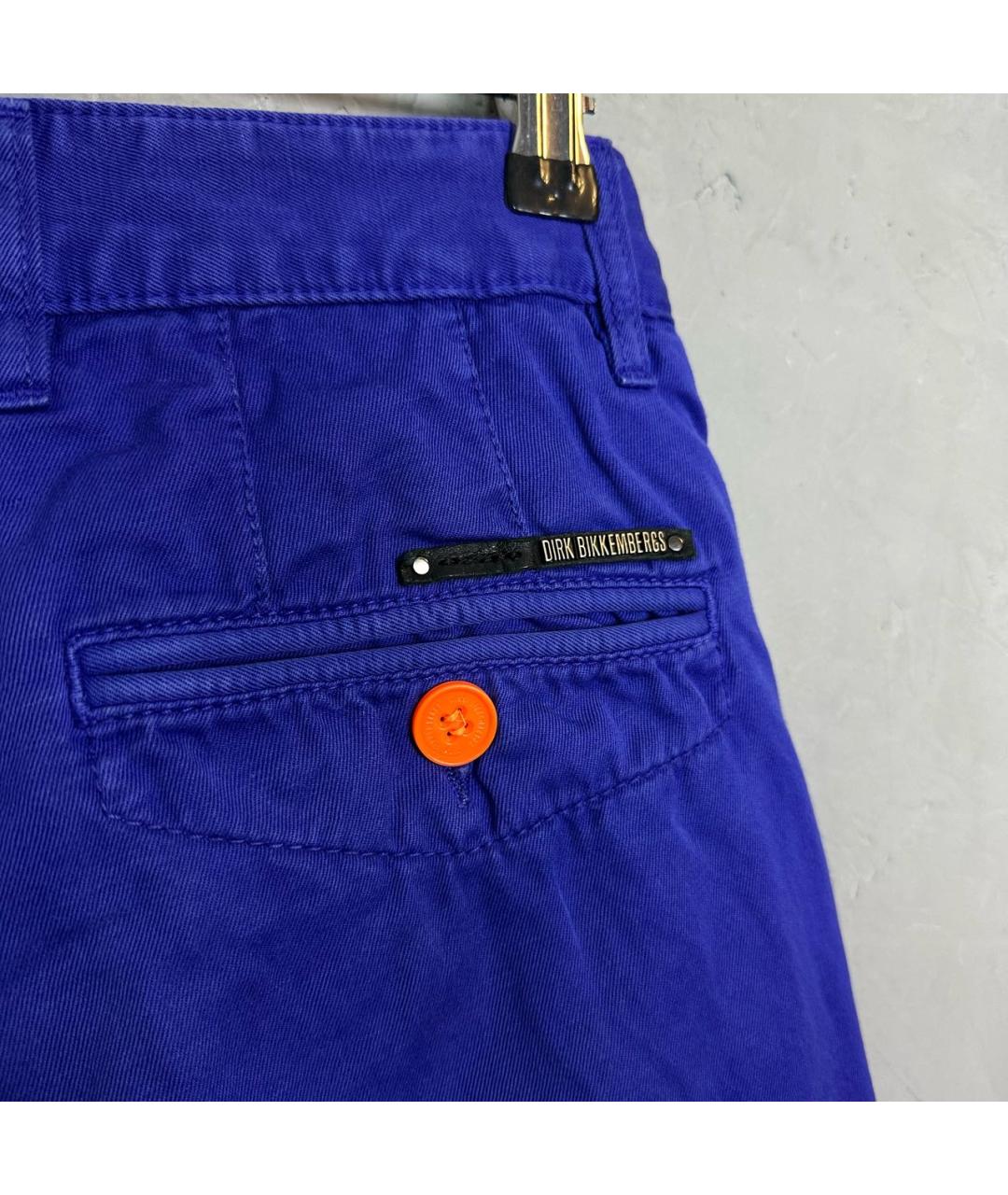 BIKKEMBERGS Синие льняные брюки чинос, фото 4