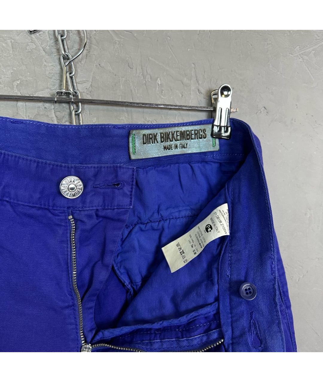 BIKKEMBERGS Синие льняные брюки чинос, фото 7