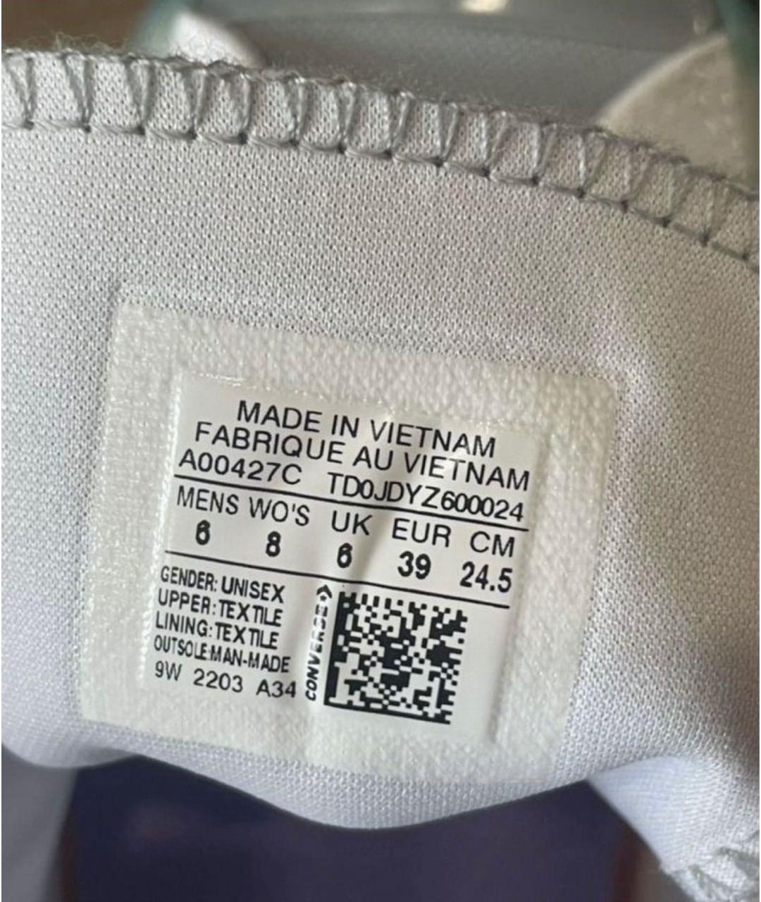 CONVERSE Белые текстильные кеды, фото 7