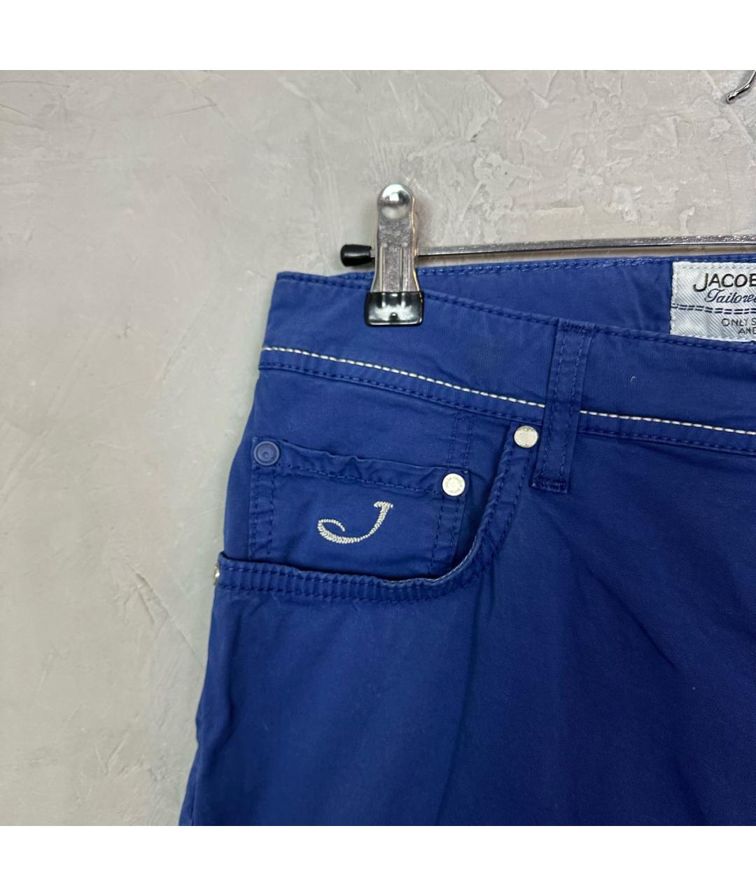 JACOB COHEN Синие хлопко-эластановые брюки чинос, фото 5