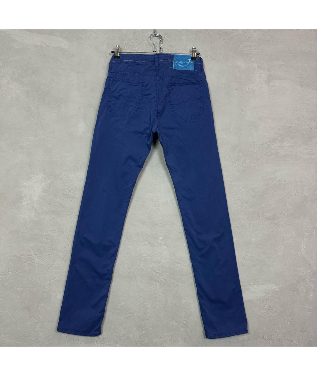 JACOB COHEN Синие хлопко-эластановые брюки чинос, фото 2