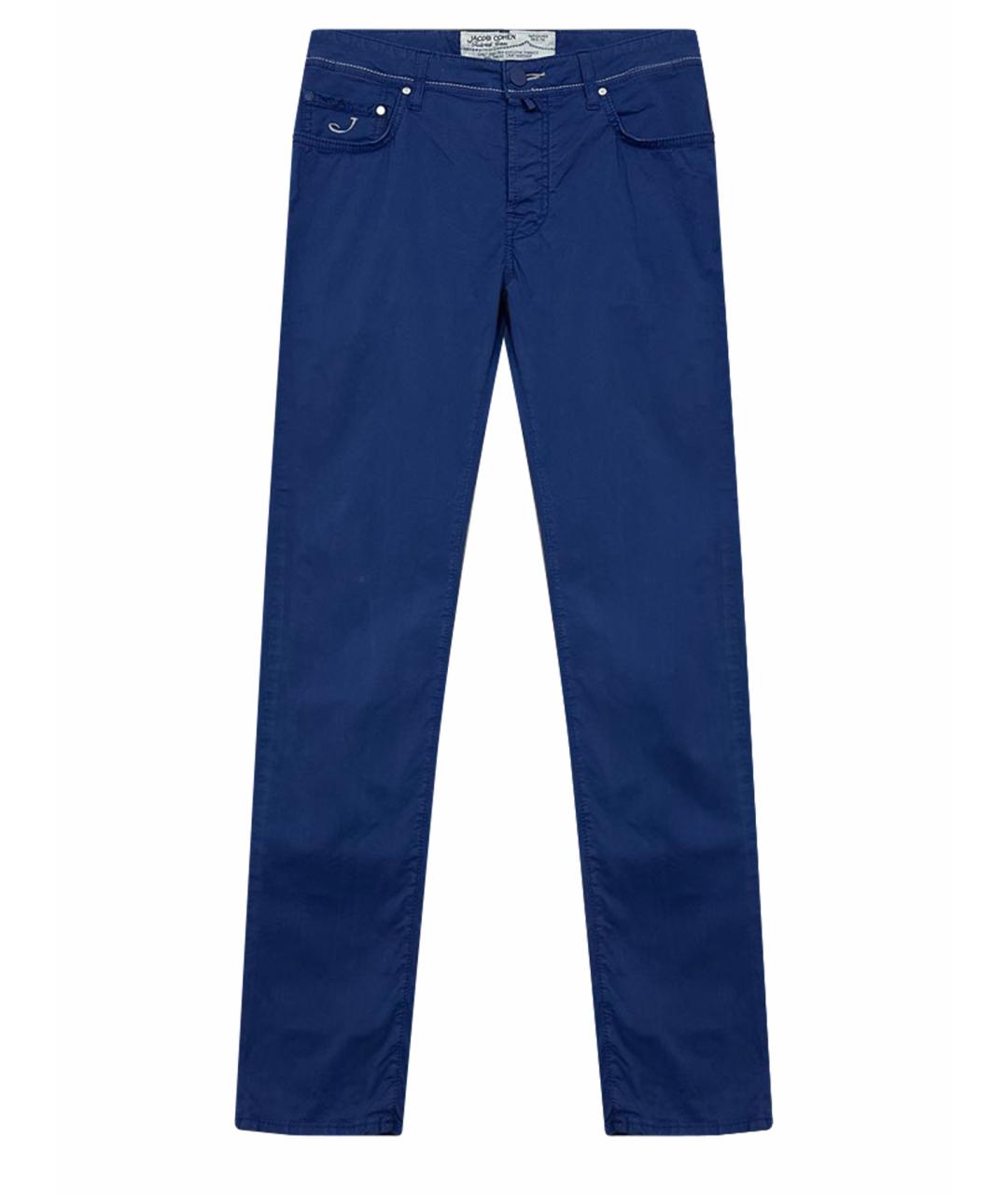 JACOB COHEN Синие хлопко-эластановые брюки чинос, фото 1