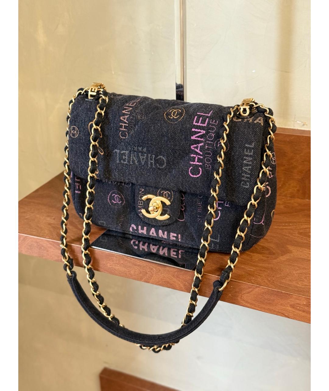 CHANEL Черная деним сумка через плечо, фото 3