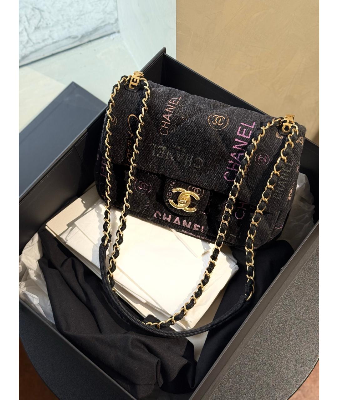 CHANEL Черная деним сумка через плечо, фото 10