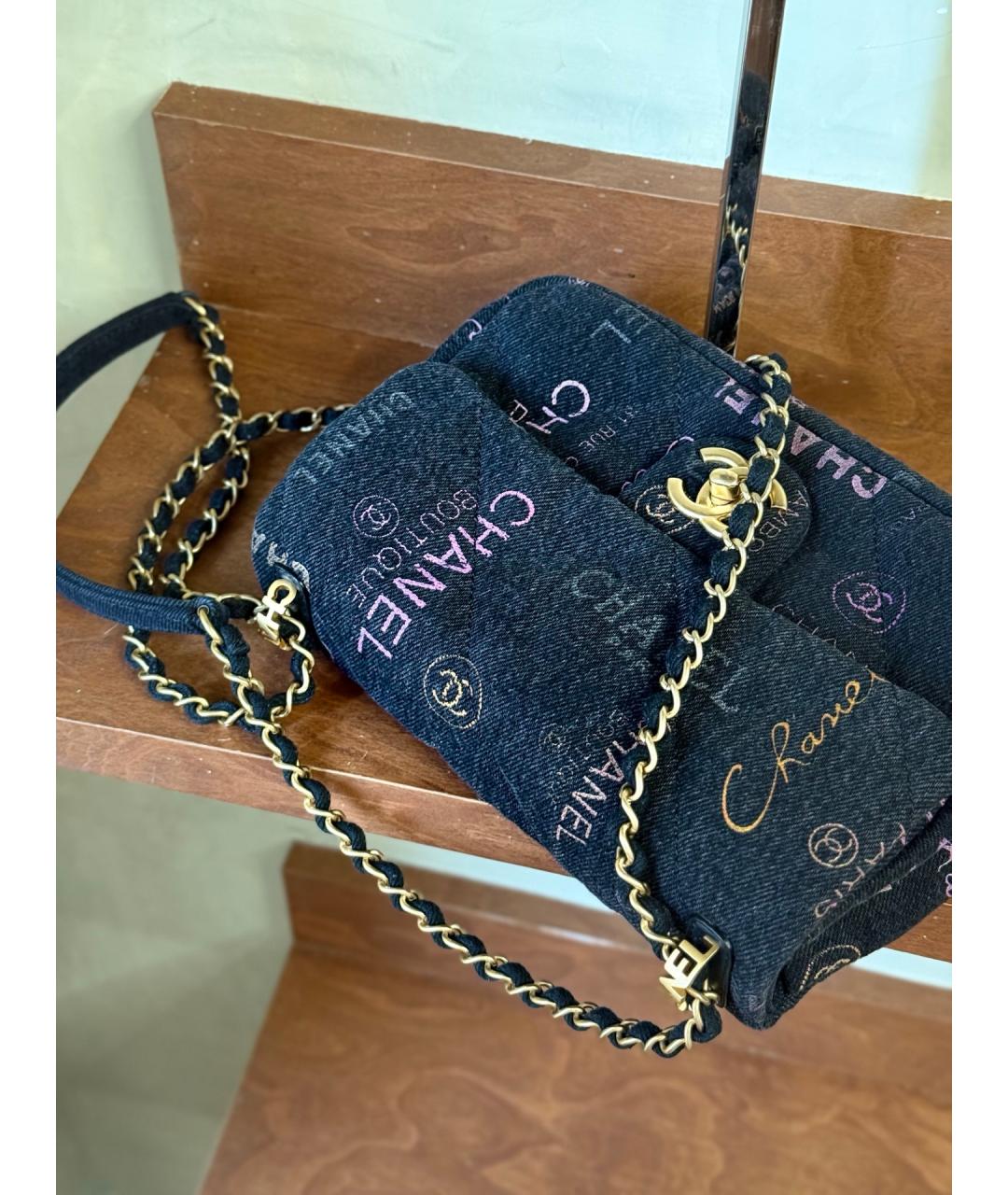 CHANEL Черная деним сумка через плечо, фото 8