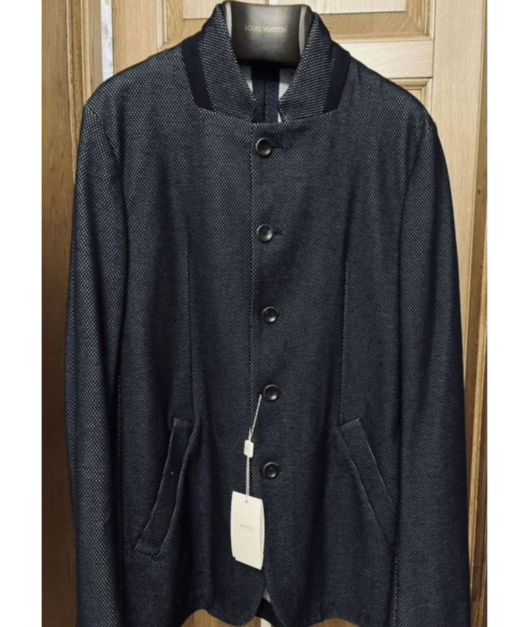 ARMANI COLLEZIONI Темно-синий хлопковый пиджак, фото 5