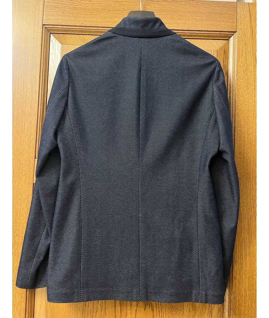ARMANI COLLEZIONI Темно-синий хлопковый пиджак, фото 2