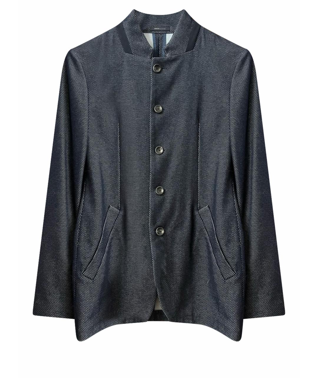 ARMANI COLLEZIONI Темно-синий хлопковый пиджак, фото 1