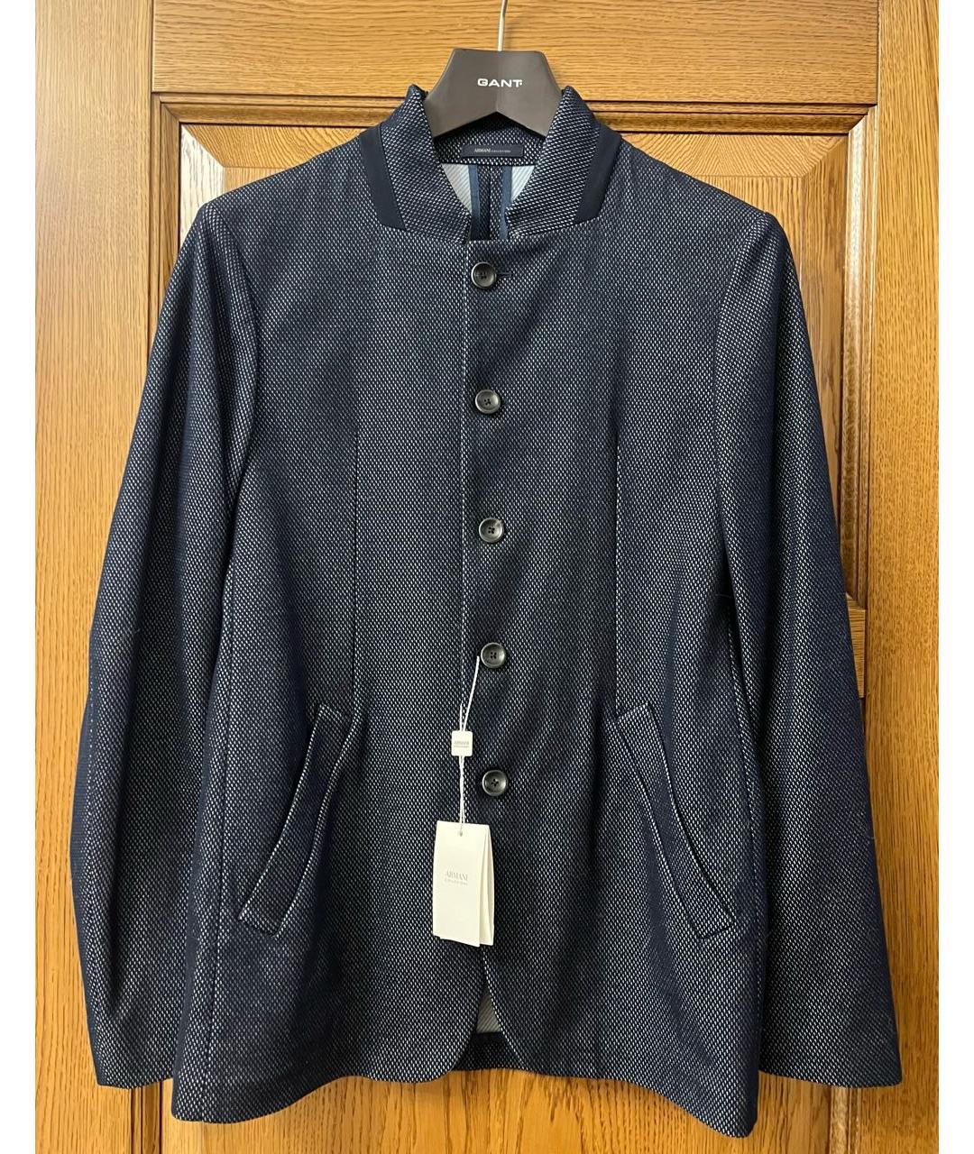 ARMANI COLLEZIONI Темно-синий хлопковый пиджак, фото 4