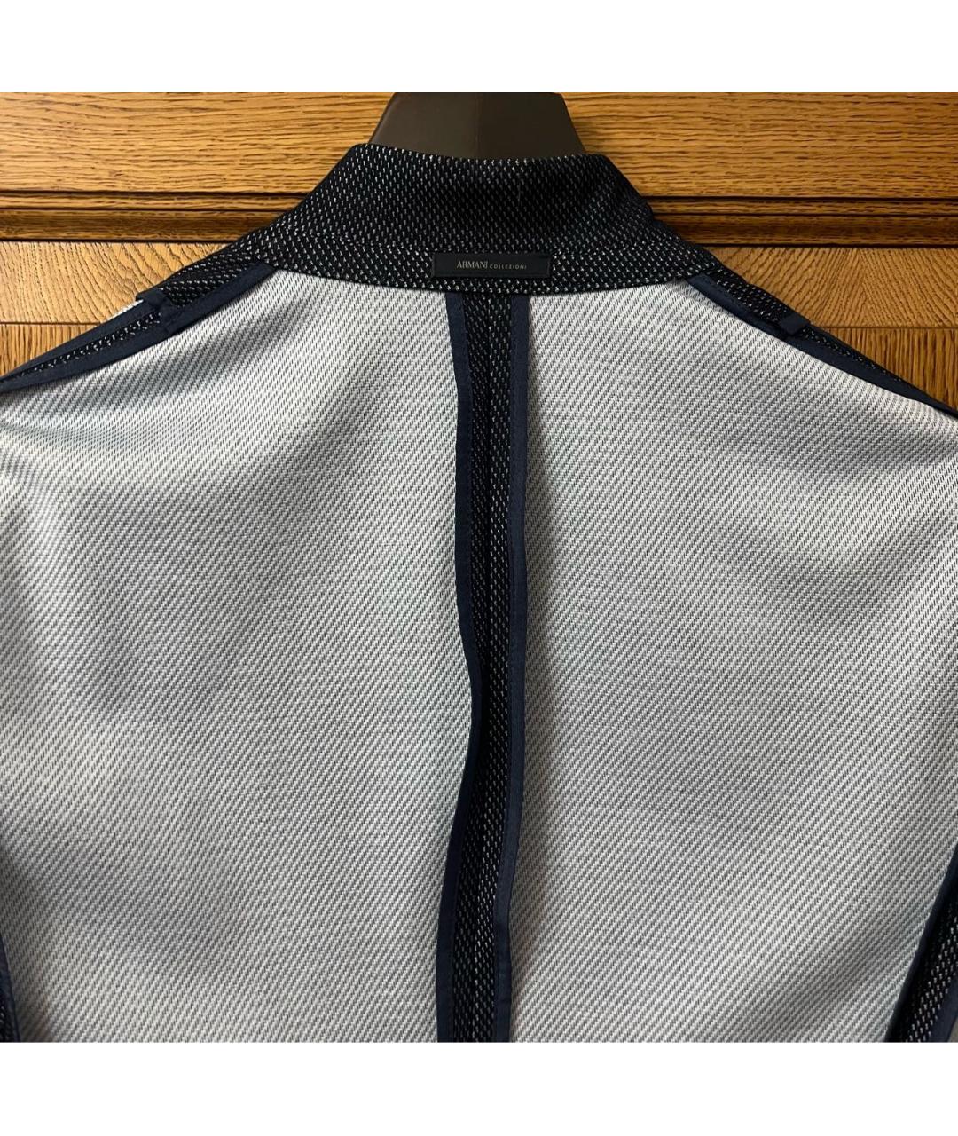 ARMANI COLLEZIONI Темно-синий хлопковый пиджак, фото 3