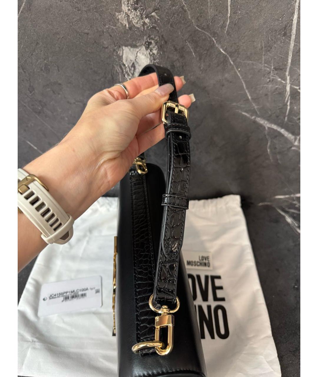 LOVE MOSCHINO Черная сумка через плечо из искусственной кожи, фото 7