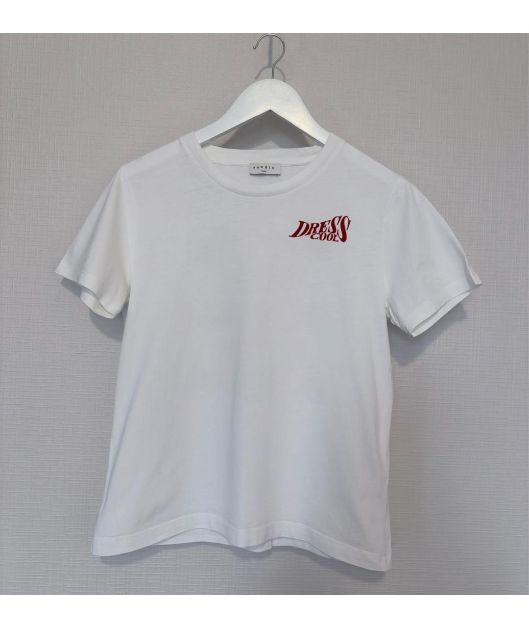 SANDRO Белая хлопковая футболка, фото 8