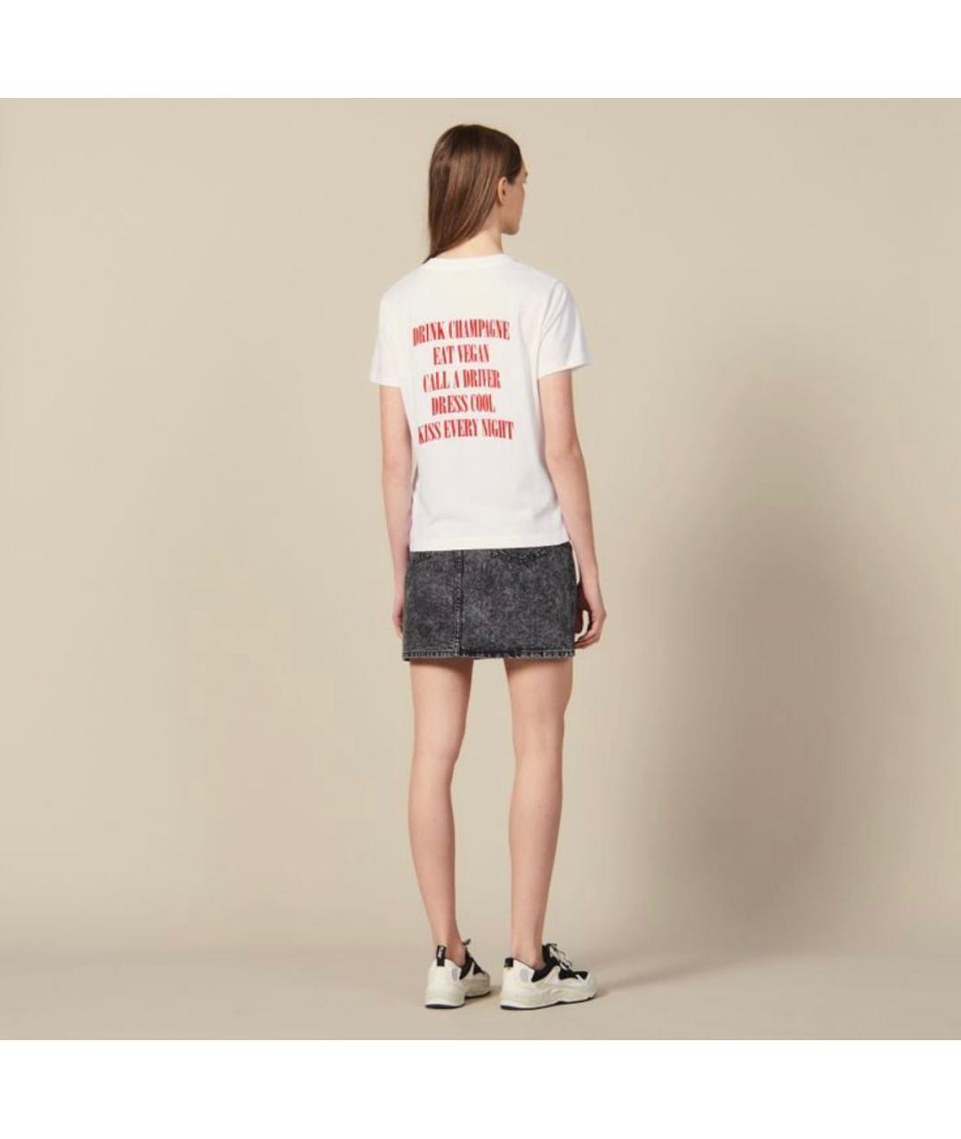 SANDRO Белая хлопковая футболка, фото 2