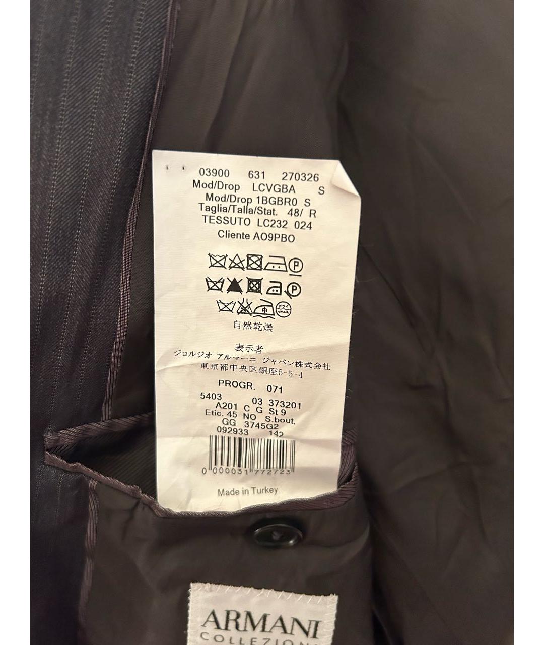 ARMANI COLLEZIONI Серый шерстяной пиджак, фото 5
