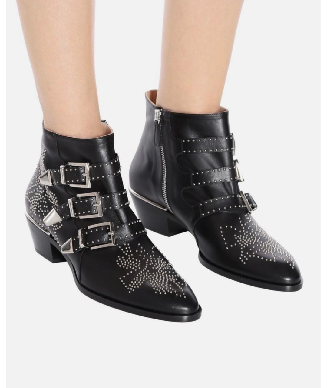 CHLOE Черные кожаные ботинки, фото 5