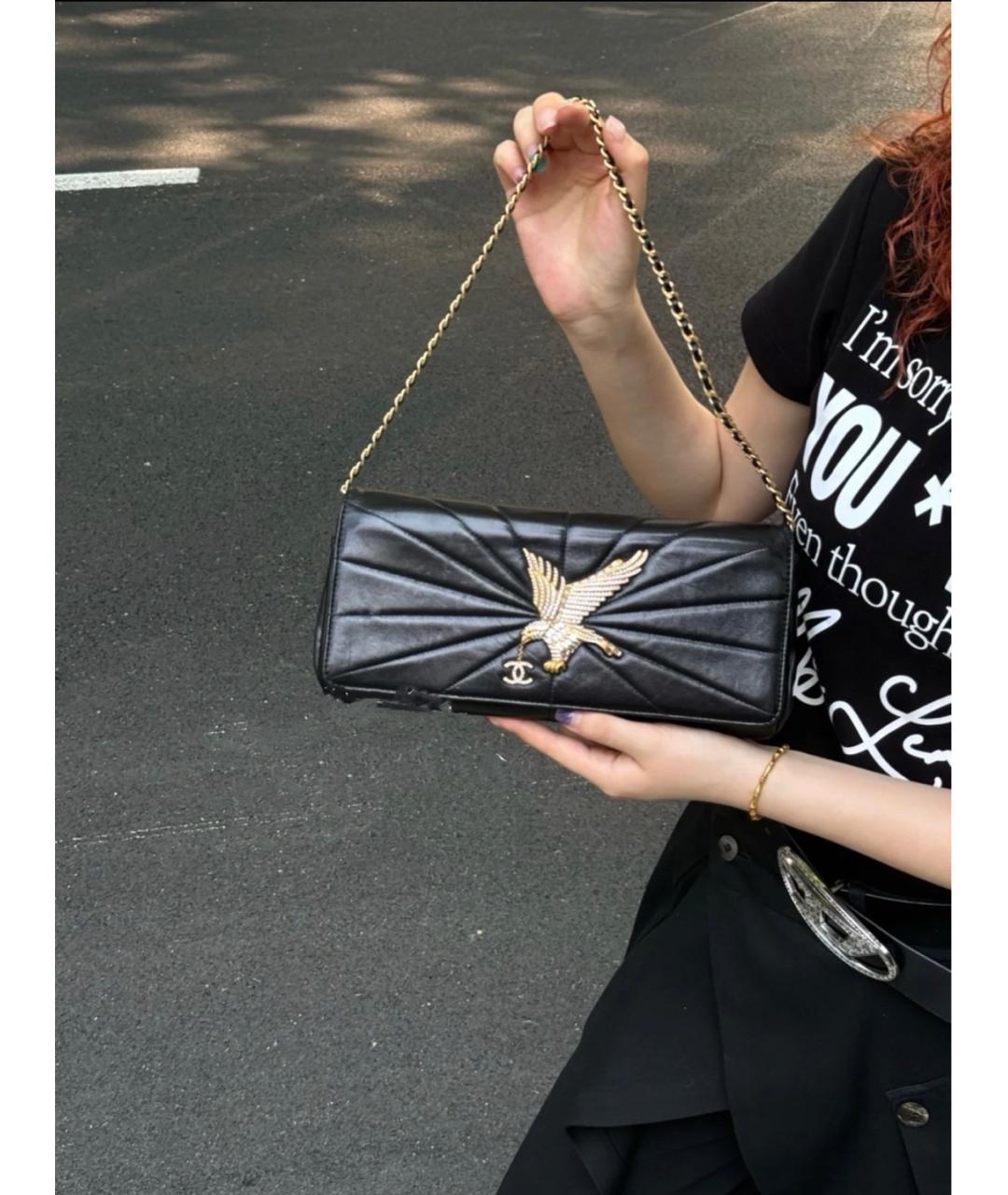 CHANEL Черная кожаная сумка через плечо, фото 5