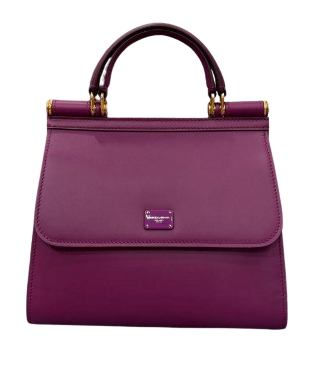 DOLCE&GABBANA Фиолетовая кожаная сумка тоут, фото 1