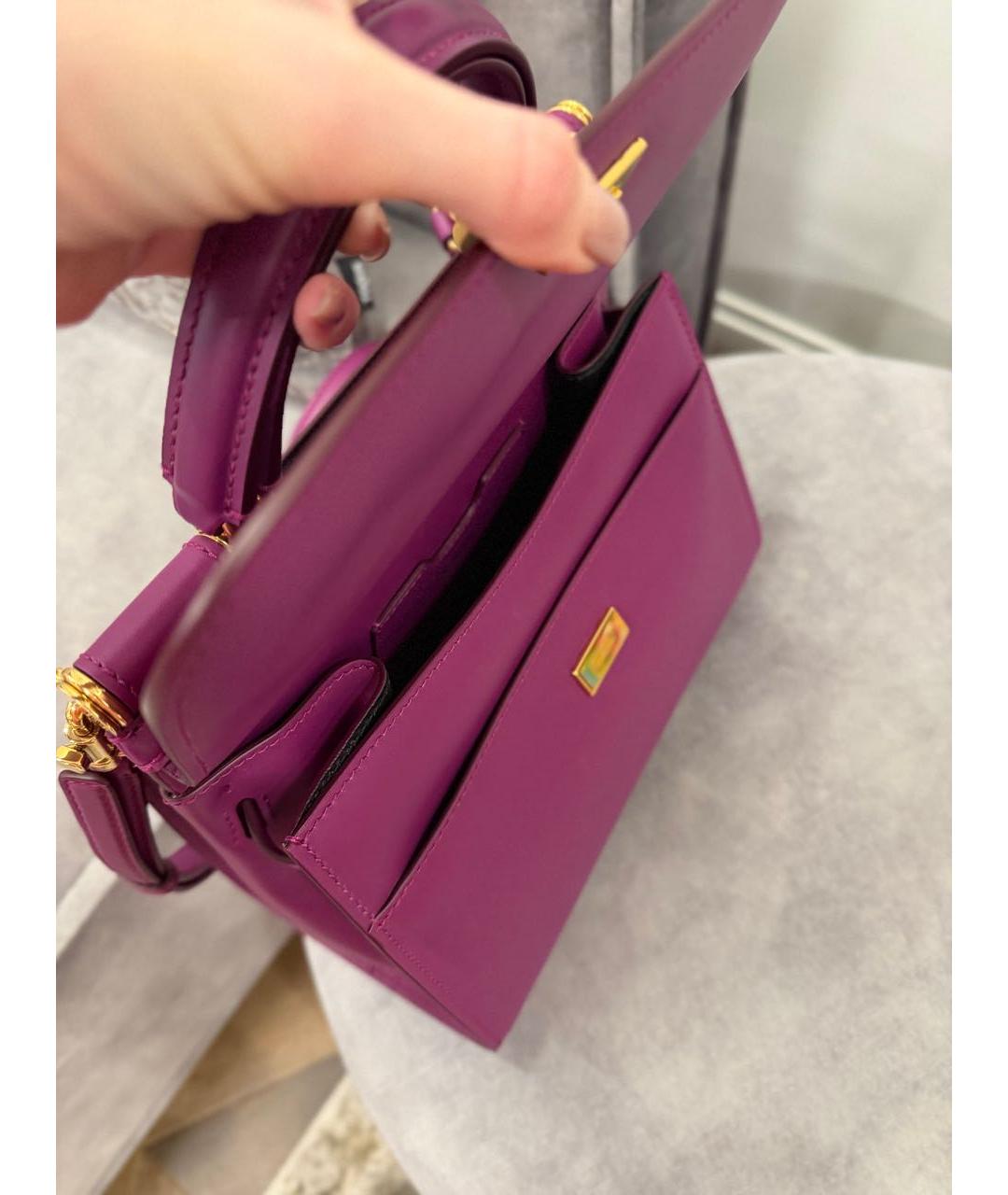 DOLCE&GABBANA Фиолетовая кожаная сумка тоут, фото 6