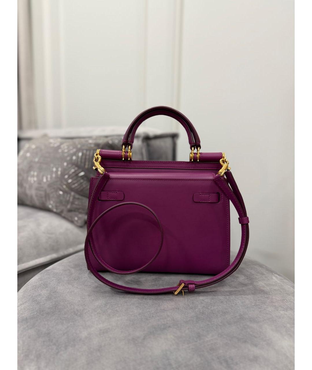 DOLCE&GABBANA Фиолетовая кожаная сумка тоут, фото 2